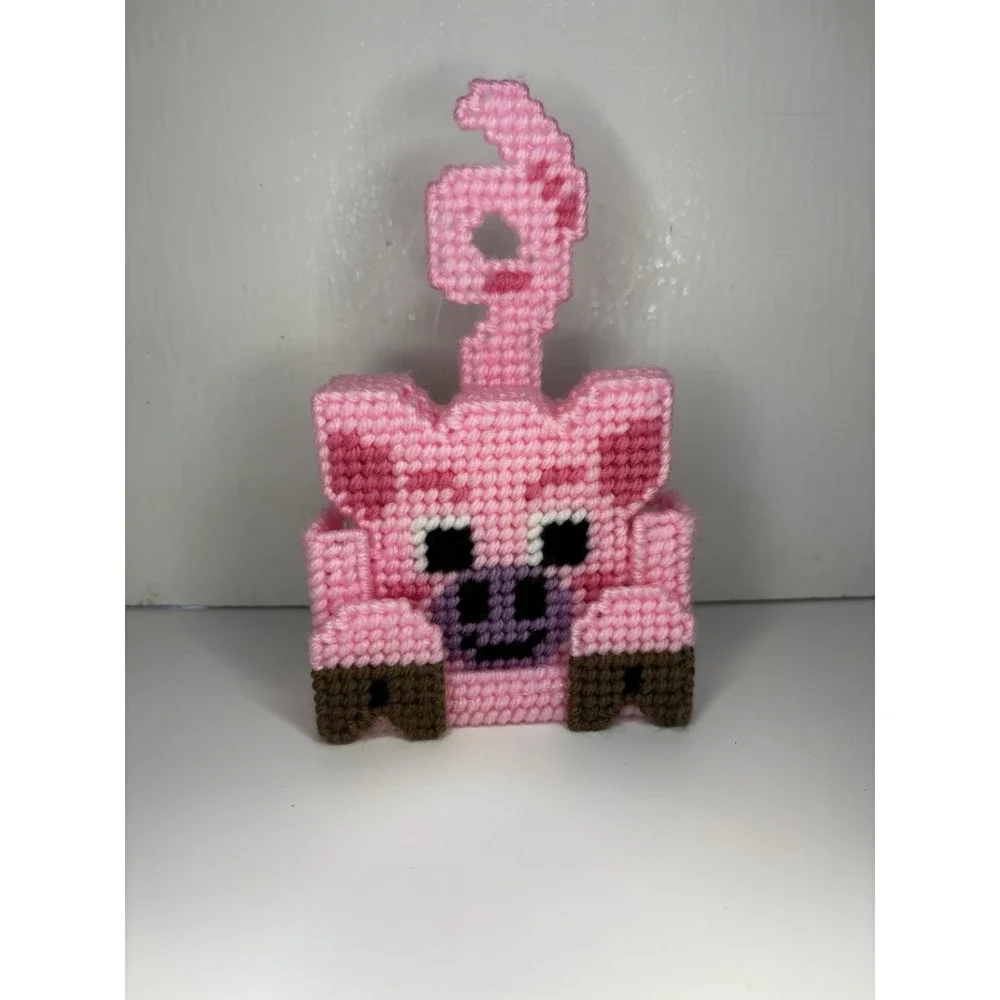 🐷Coasters Pals Pink Pig - Plastic Canvas - Homemade- Comes With Holder